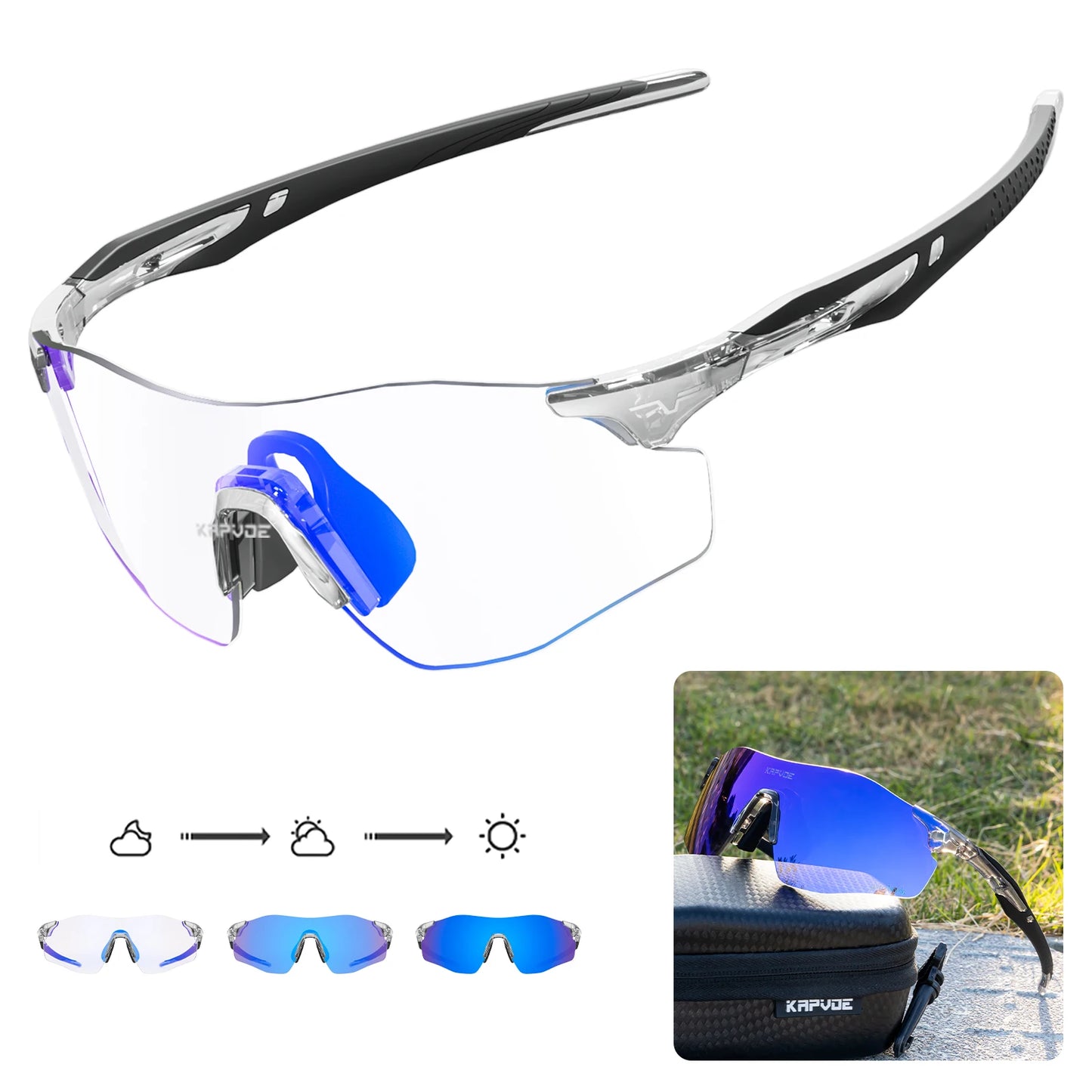 Athletic Rimless Photochromic Sunglasses