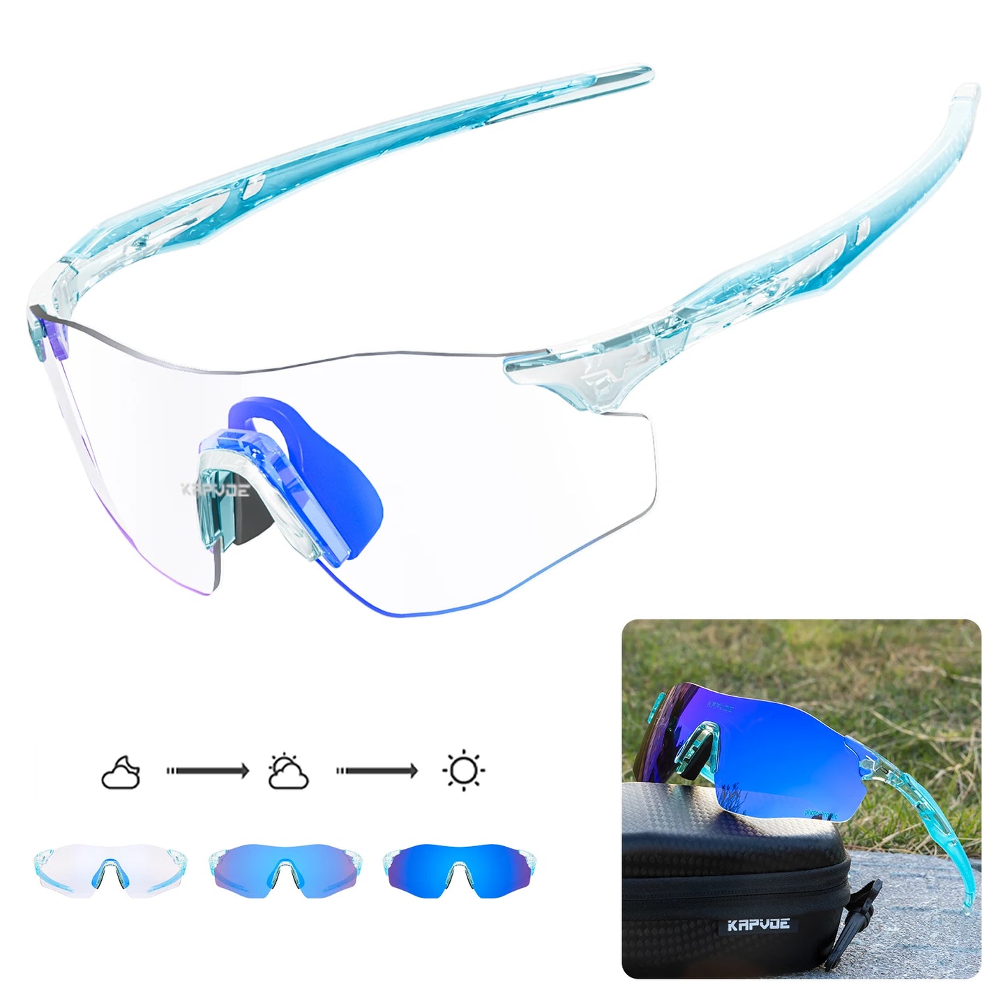 Athletic Rimless Photochromic Sunglasses