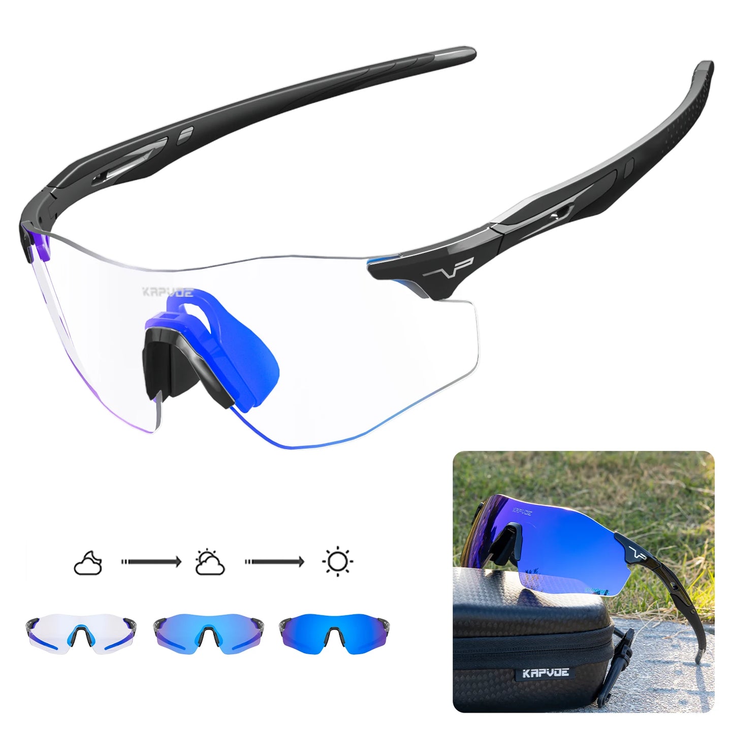 Athletic Rimless Photochromic Sunglasses