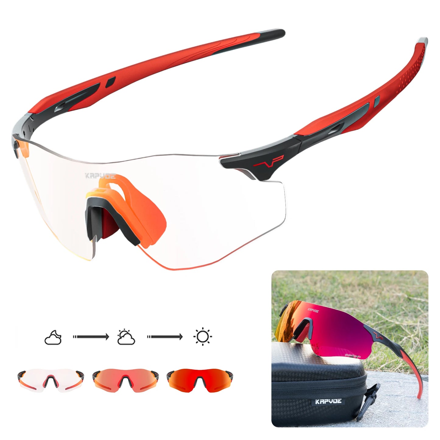 Athletic Rimless Photochromic Sunglasses