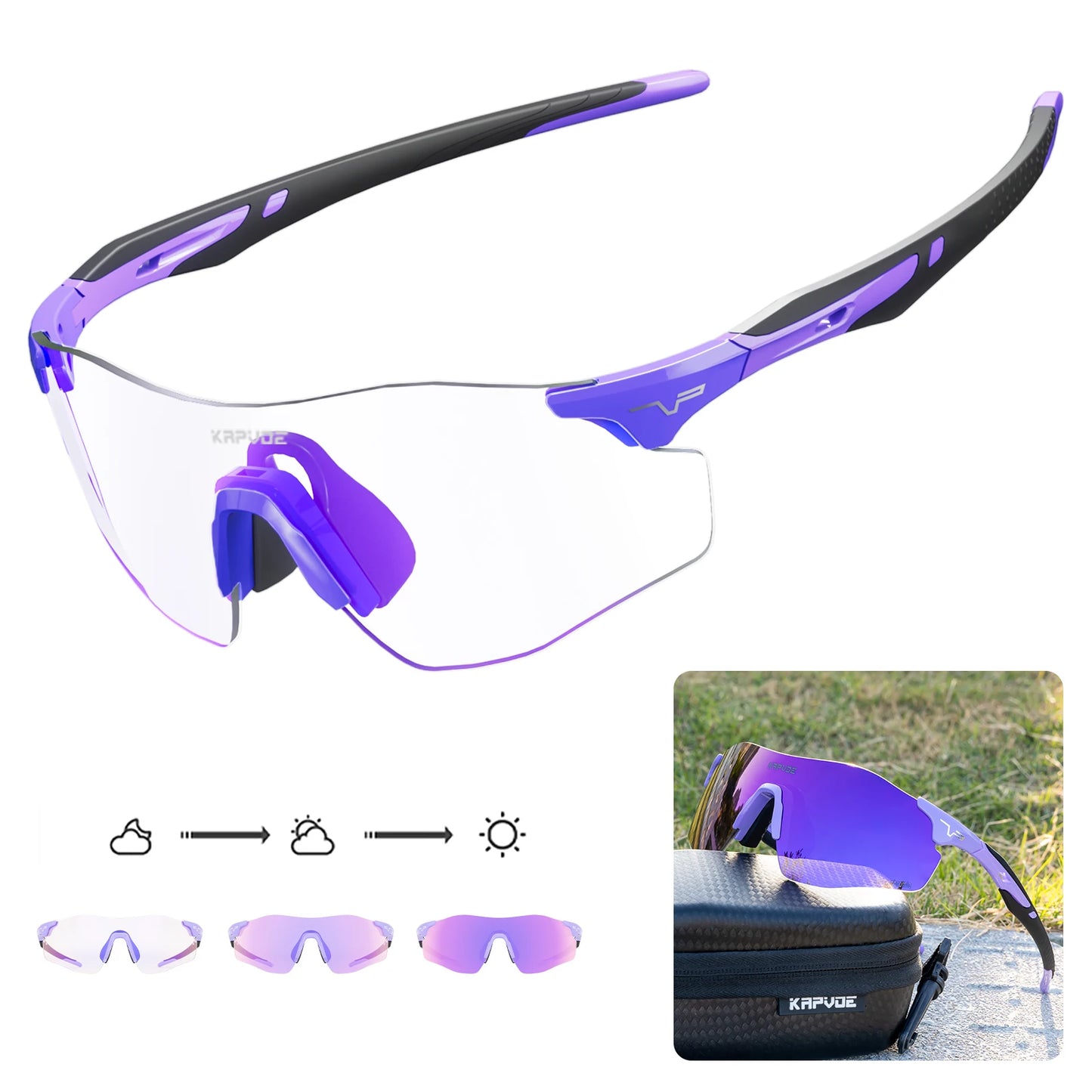 Athletic Rimless Photochromic Sunglasses