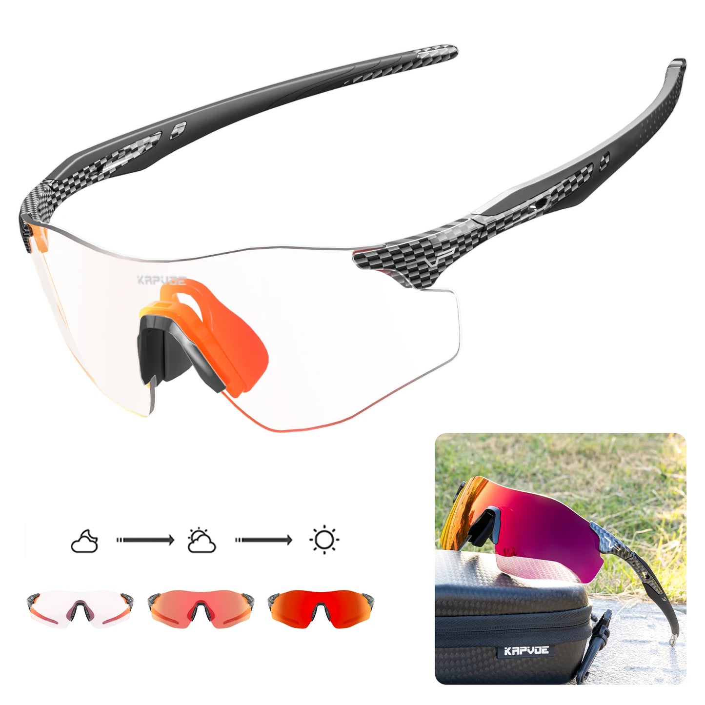 Athletic Rimless Photochromic Sunglasses