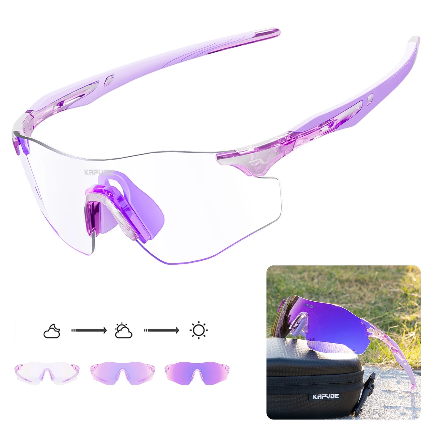 Athletic Rimless Photochromic Sunglasses