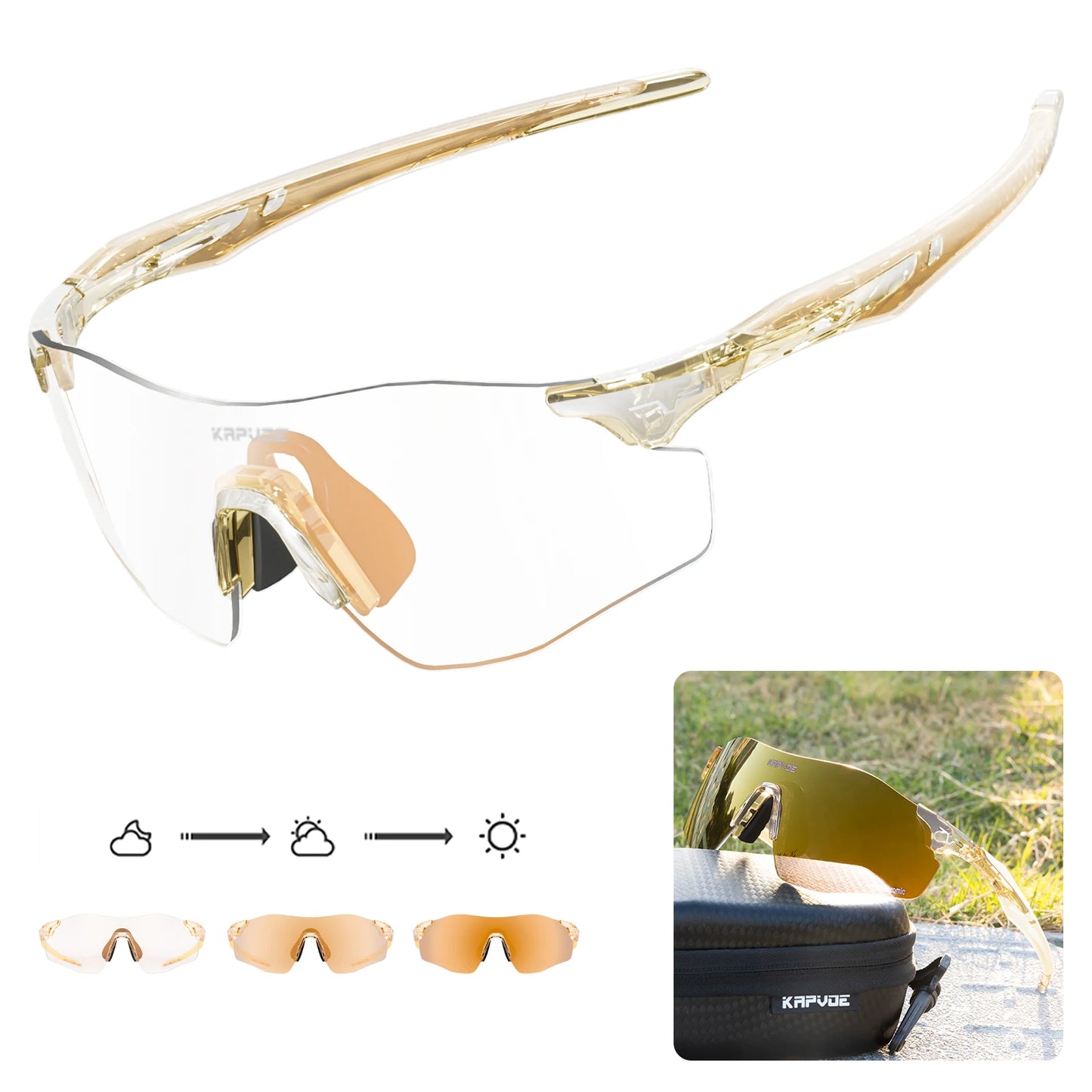 Athletic Rimless Photochromic Sunglasses